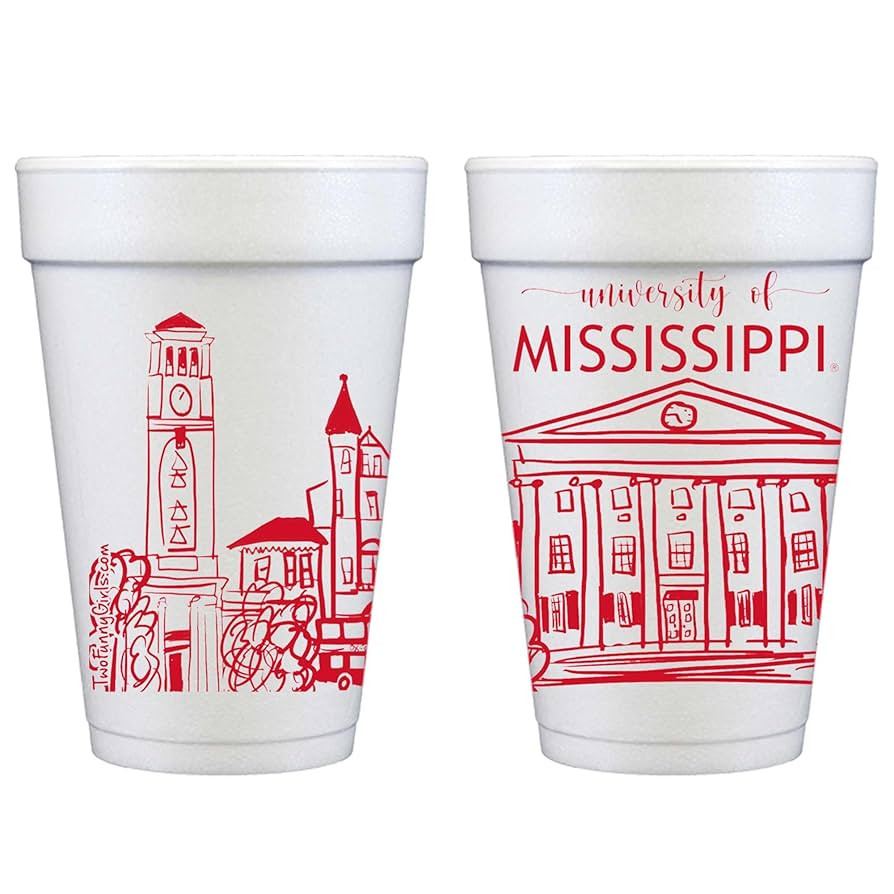 Officially Licensed University of Mississippi Ole Miss Campus Skyline Printed Foam Disposable Cup... | Amazon (US)