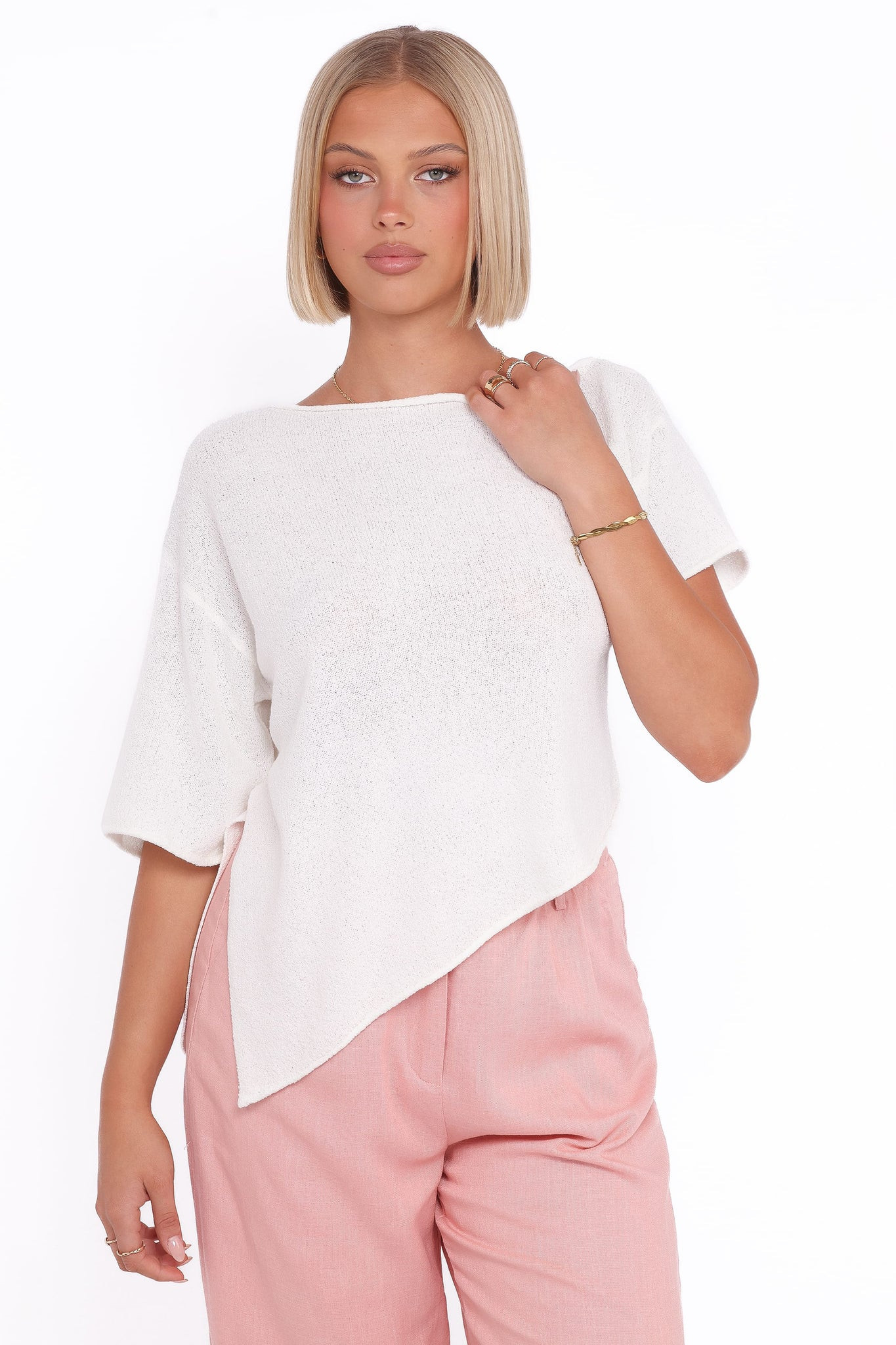 Ardena Boucle Knit Top - Cream | Petal & Pup (US)