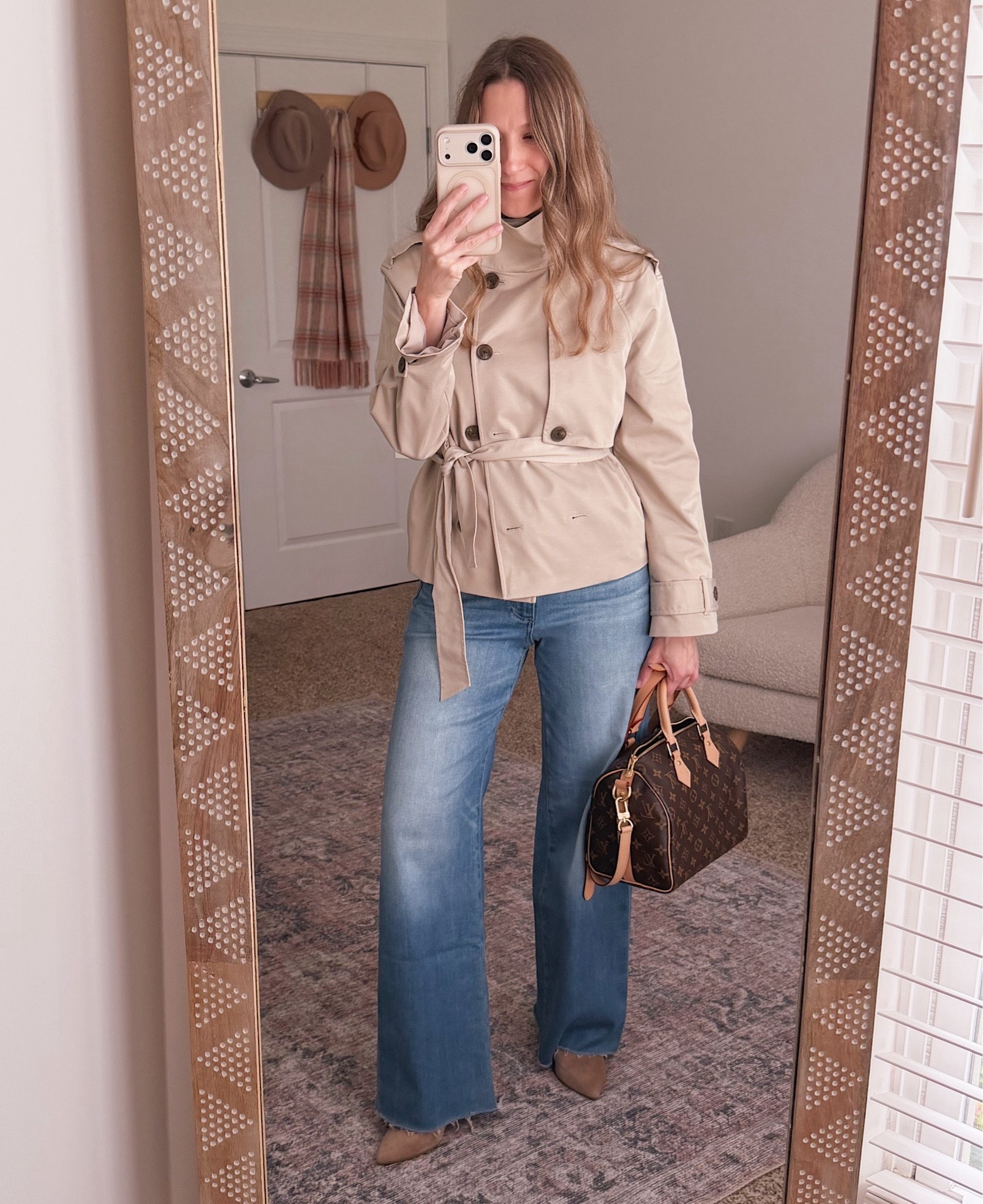 This short trench coat from the Nordstrom Anniversary NSale is everything I needed for fall transitional dressing, and the belted waist with wide leg jeans combo is doing serious heavy lifting.

#LTKSaleAlert #LTKSeasonal #LTKOver40