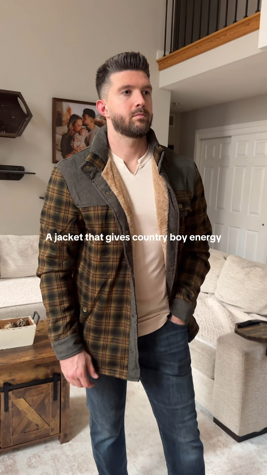 Instant lumberjack vibes😍 obsessed with him and this jacket! Such high quality and makes him look goodddddd yall! Lots of color options too. Grab it for your man! 

#LTKMens #LTKootd #LTKSeasonal