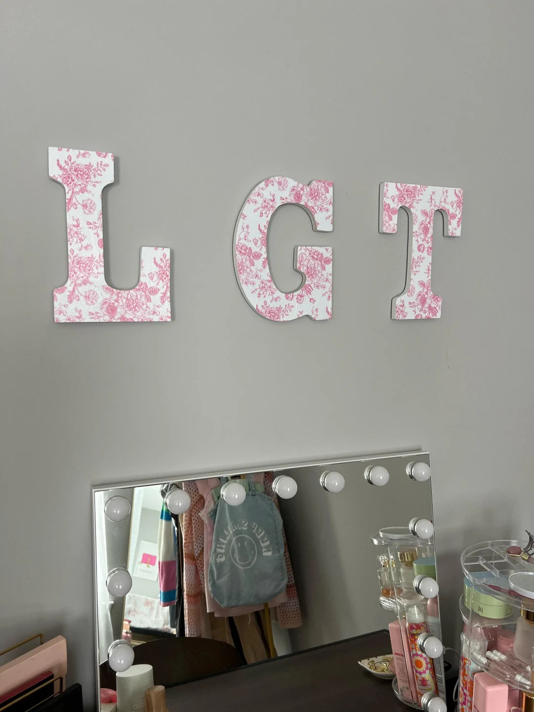 Large Personalized Rosy Floral Toile White Wooden Letters Bridesmaids Gift; Shabby Chic Cottage S... | Etsy (US)