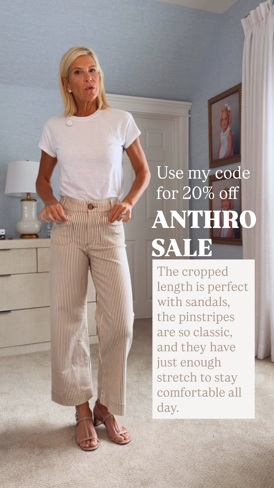 Use my code ANGELA20 to save 20% during the sale.

These cropped striped pants are definitely my jam! I love the flattering fit, the subtle pinstripes, and just the right amount of stretch. They're one of my favorite Anthropologie finds!

❤️ Heart = Support my posts
📌 Save = Get sale & restock alerts
🛍️ Follow me on LTK for more everyday favorites.

#LTKootd #LTKOver40 #LTKSaleAlert