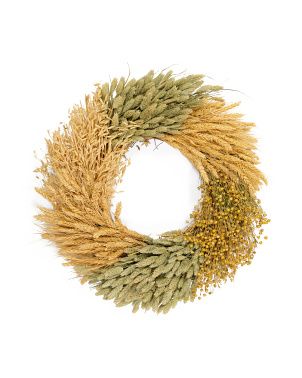 22in Natural Dried Oat Wheat Flax Wreath | TJ Maxx