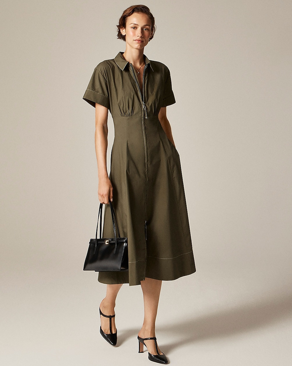 Zip-up shirtdress in cotton poplin | J. Crew US