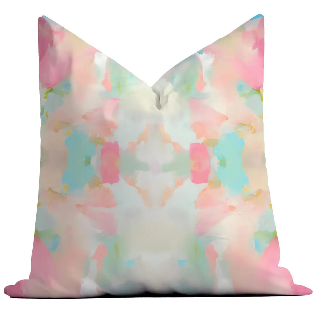 Savannah Watercolor Throw Pillow, Peach, Pink, Aqua, Lime, Preppy Home Decor, Modern, Abstract, S... | Etsy (US)