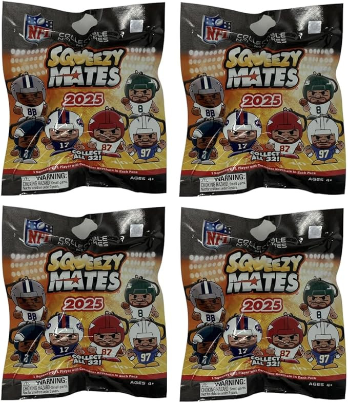 Party Animal Squeezymates 2025 Series 7 NFL Figures Blind Bags Gift Set Party Bundle - 4 Pack | Amazon (US)
