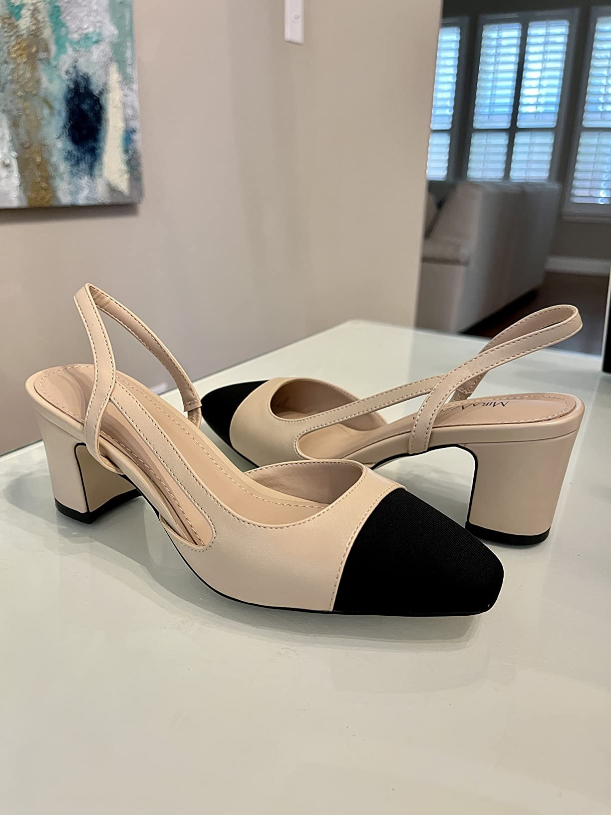 MIRAAZZURRA Women Sling Back Pumps Chunky Heels Sexy Splicing Round Toe Casual Wedding Shoes for ... | Amazon (US)