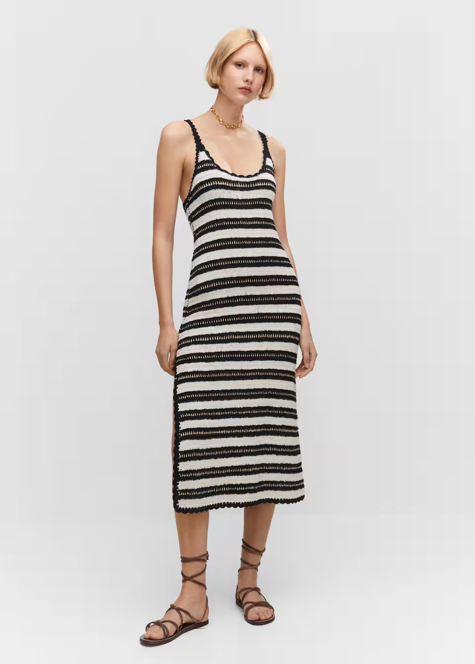 Striped crochet dress -  Women | Mango USA | MANGO (US)