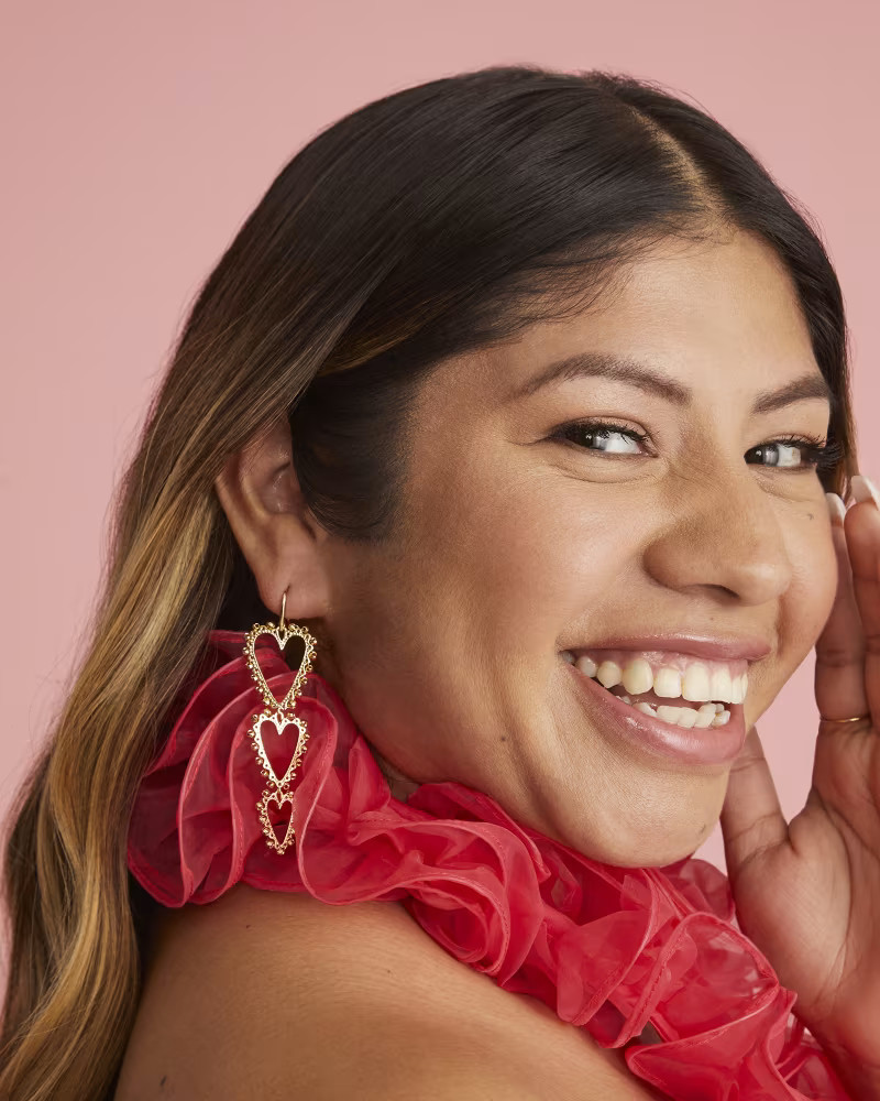 Beaded Ansley Heart Statement Earrings in Gold | Kendra Scott