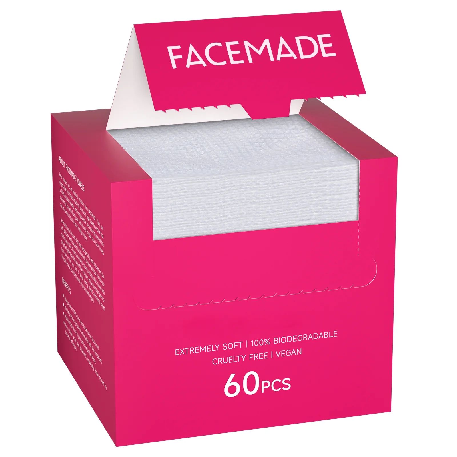 FACEMADE Clean Towels 60 Ct - Size 11.5" x 11.1", Disposable Face Towelette, Makeup Remover Wipes... | Walmart (US)