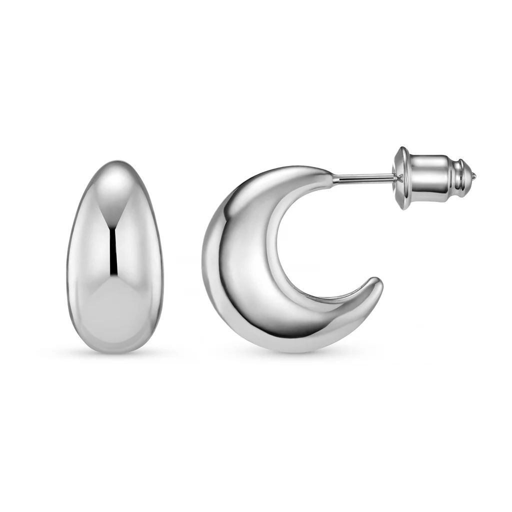 Tapered Domed Hoop Earrings - Silver | Orelia