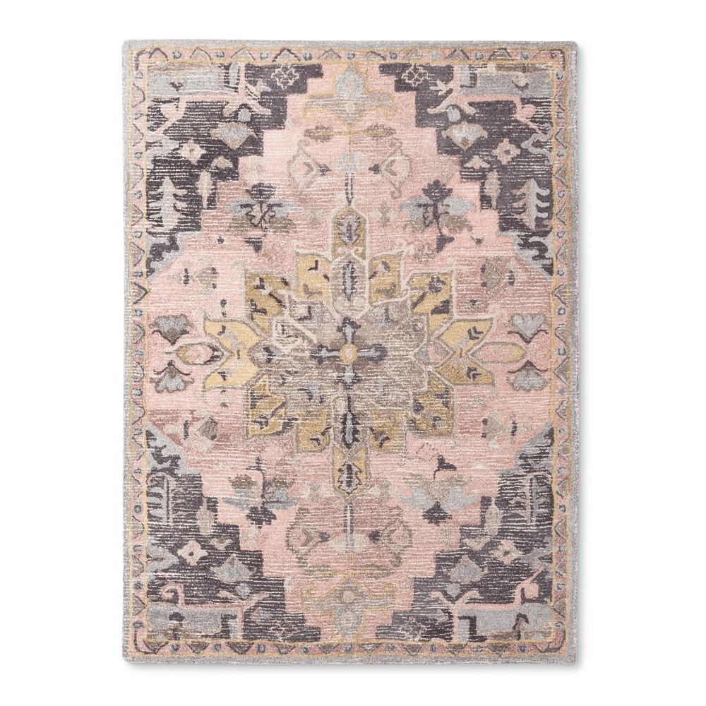 Pink & Gray Vintage Wool Tufted Area Rug - Threshold | Target