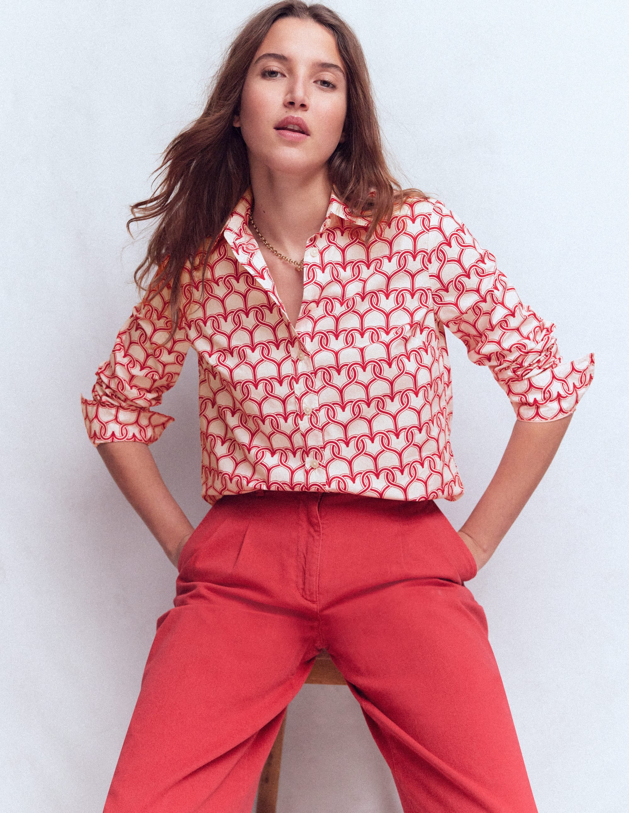 Sienna Cotton Shirt-Ivory, Heart Link | Boden UK