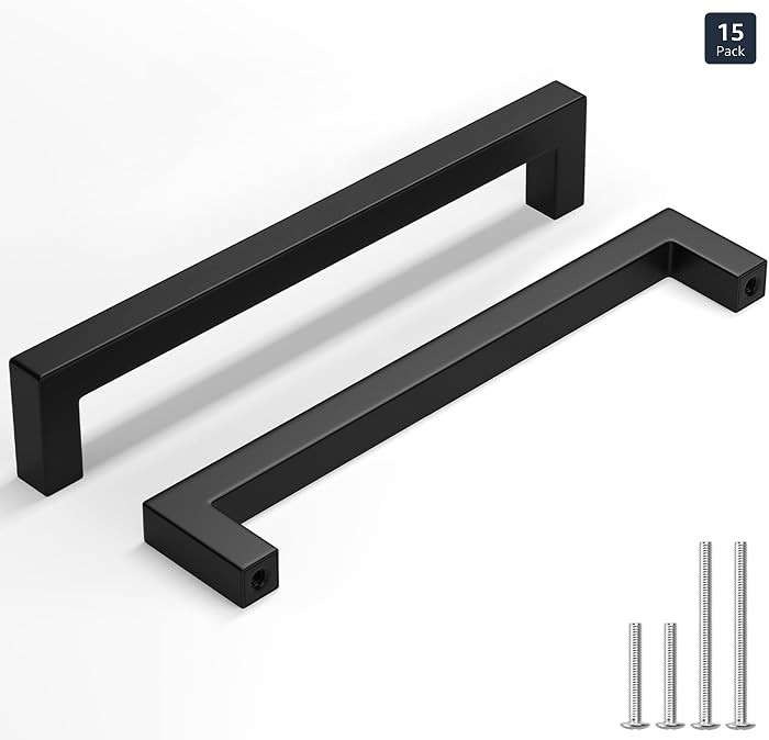 homdiy 15 Pack Black Cabinet Pulls 7-9/16 Inch Matte Black Cabinet Pulls Stainless Steel Drawer D... | Amazon (US)
