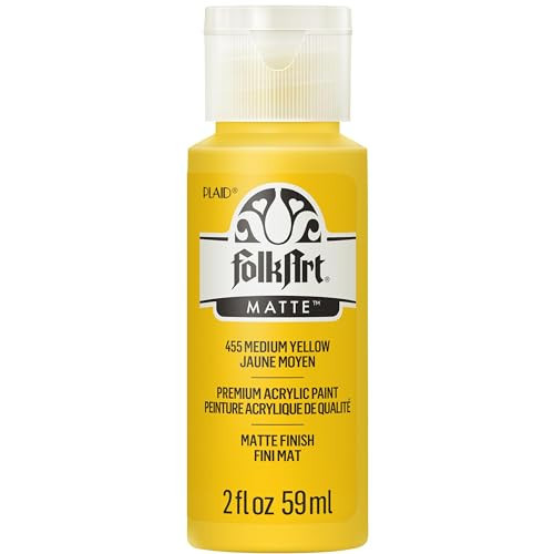 FolkArt Acrylic Paint in Assorted Colors (2 oz), 455, Medium Yellow | Amazon (US)