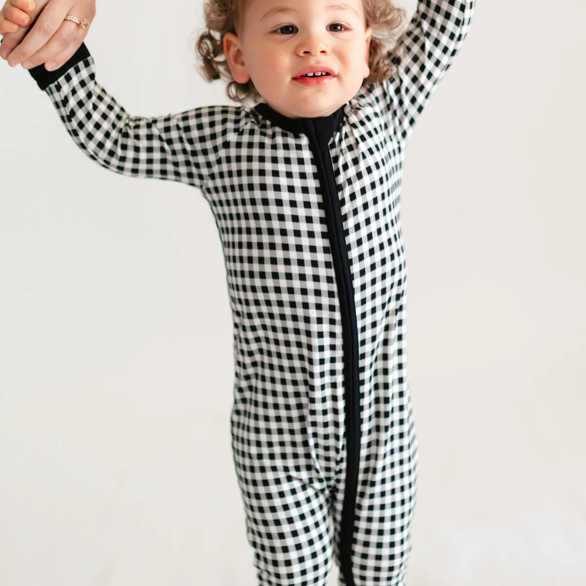 Infant Romper in Black Gingham | Silks Design
