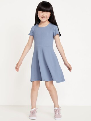 Short-Sleeve Ribbed Fit and Flare Dress for Girls | Old Navy (US)