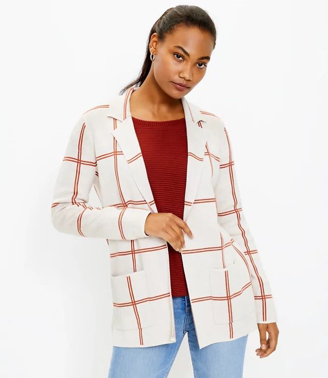 Plaid Pocket Sweater Blazer | LOFT