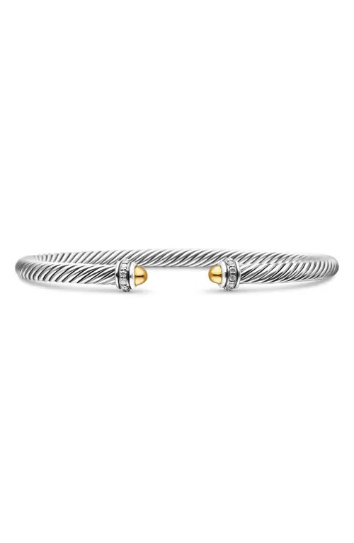 David Yurman Cable Classic Collection® Bracelet with Diamond and 18K Gold in Yellow Gold/Silver/Diamond at Nordstrom, Size X-Small | Nordstrom