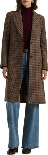 Lauren Ralph Lauren Houndstooth Check Wool Blend Coat | Nordstrom | Nordstrom