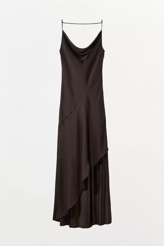 DRAPED NECK SATIN DRESS | Zara UK