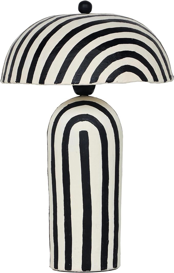 Tov Furniture Maiori Black Striped Papier Mache Table Lamp | Amazon (US)