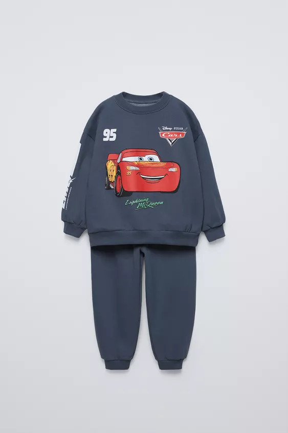 Two-piece matching set. Round neck sweatshirt with long sleeves. Rib trim. Cars Lightning McQueen... | Zara US