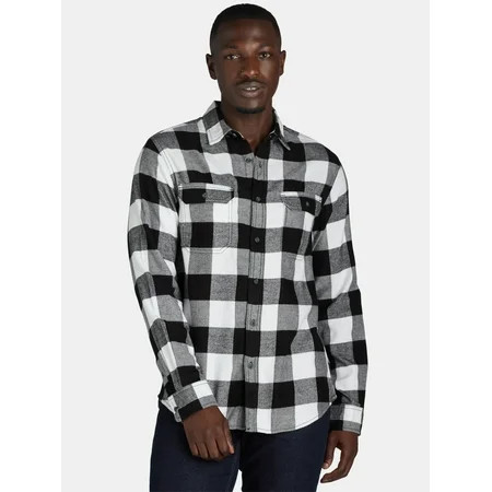 George Men s Flannel Shirt with Long Sleeves Sizes XS-3XLT | Walmart (US)