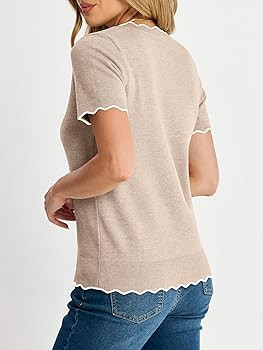 ANRABESS Short Sleeve Sweater for Women V Neck Ribbed Knit Lightweight Sweaters Top 2026 Summer B... | Amazon (US)