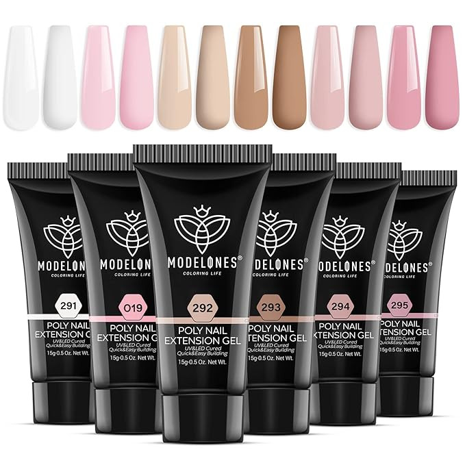 Modelones Poly Extension Gel Kit for Nail, 6 Colors Pink Nude Collection Poly Nail Gel Set Builde... | Amazon (US)