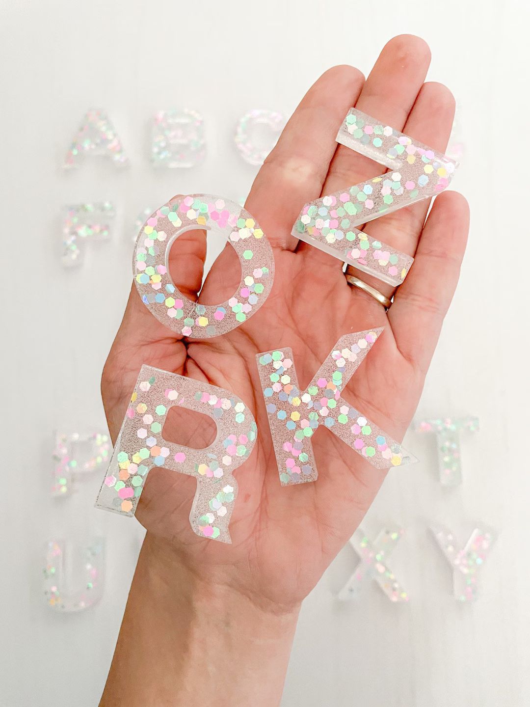 Handmade Epoxy Resin Alphabet Letters Set for Sensory Play and - Etsy | Etsy (US)