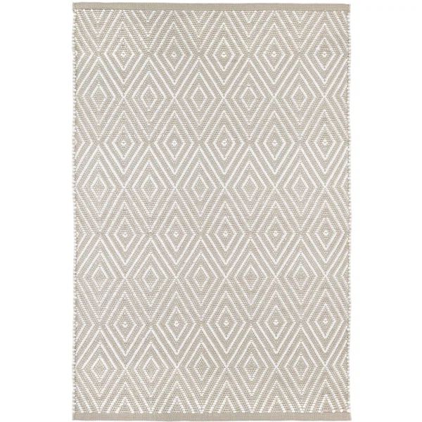 Diamond Geometric Handmade Flatweave Platinum/White Indoor / Outdoor Area Rug | Wayfair North America