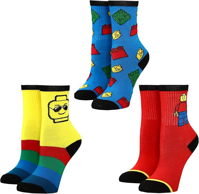 Bioworld Lego Bricks Youth 3-Pack Crew Socks | Amazon (US)