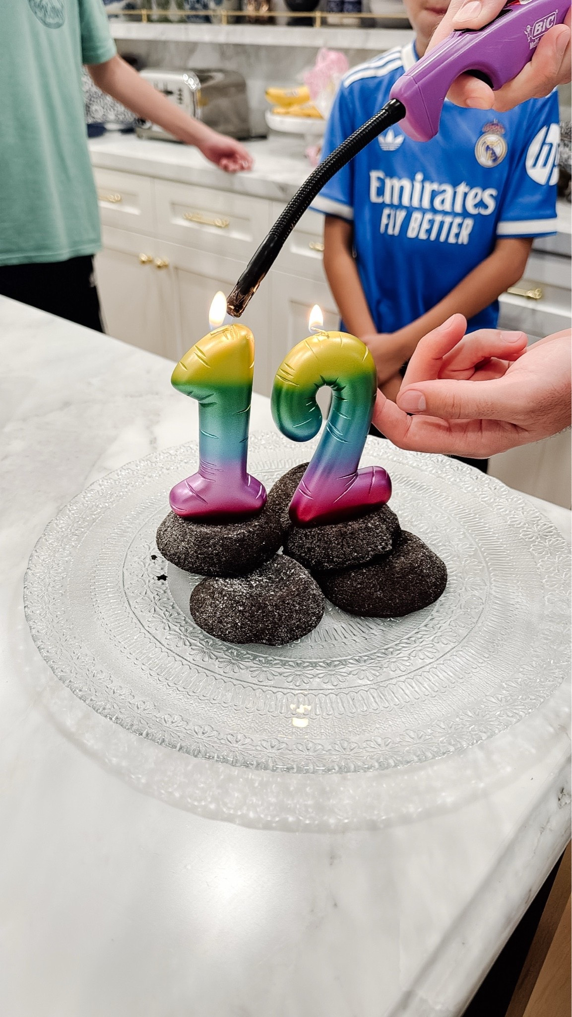 Super fun birthday candles that look like foil balloons! Would have even looked better on a cake 😂.