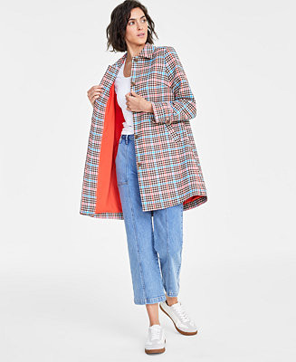 On 34th Women's Plaid Car Coat, Created for Macy's - Macy's | Macy's
