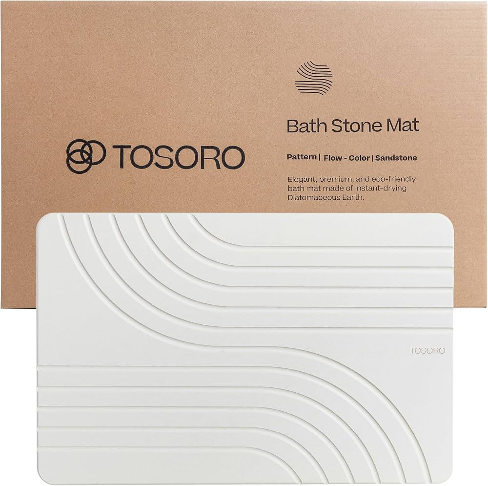 TOSORO - Stone Bath Mat, Diatomaceous Earth Non-Slip Stone Shower Mat - Quick Drying Absorbent Ba... | Amazon (US)