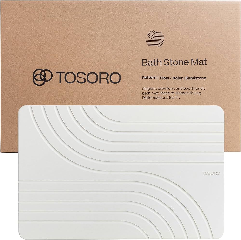 TOSORO - Stone Bath Mat, Diatomaceous Earth Non-Slip Stone Shower Mat - Quick Drying Absorbent Ba... | Amazon (US)