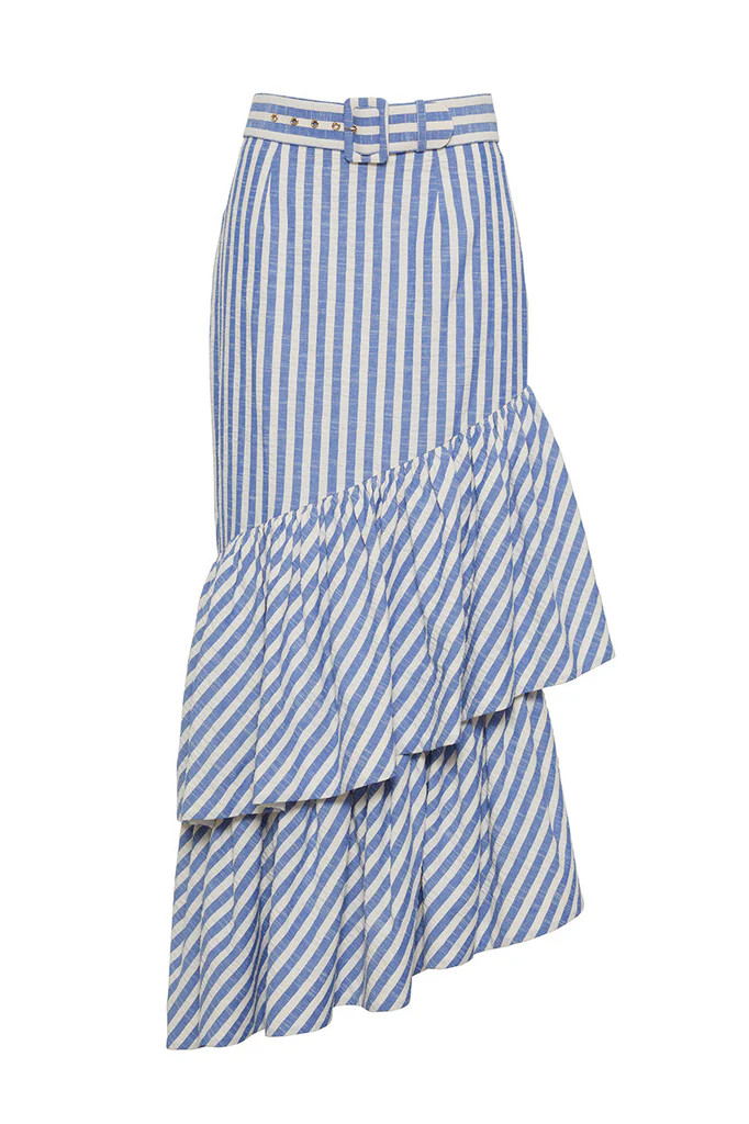 Terra Skirt in Ivory Blue Striped Seersucker | Over The Moon
