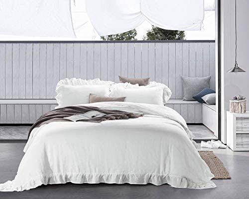 meadow park Stone Washed French Linen Duvet Cover Set 3 Pieces - Super Soft, King Size 104 inches... | Amazon (US)