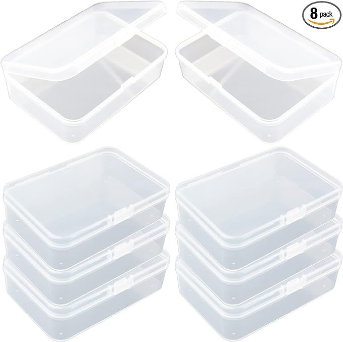 Thintinick 8 Pack Rectangular Clear Plastic Storage Containers Box with Hinged Lid for Beads and ... | Amazon (US)