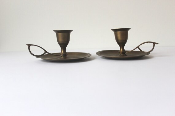 Two Vintage Brass Candle Holders Pair of Chamber Sticks | Etsy | Etsy (US)