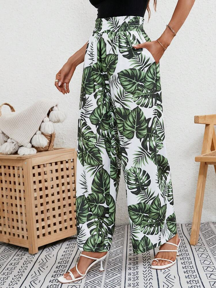 $13.49        
    (1)
        
      SHEIN Frenchy Tropical Print Slant Pocket Wide Leg Pants
  ... | SHEIN