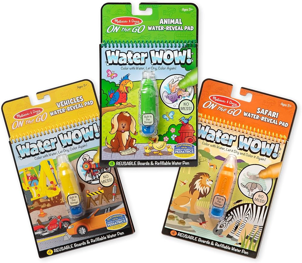 Melissa & Doug On the Go Water Wow! Reusable Water-Reveal Activity Pads, 3-pk, Vehicles, Animals,... | Amazon (US)