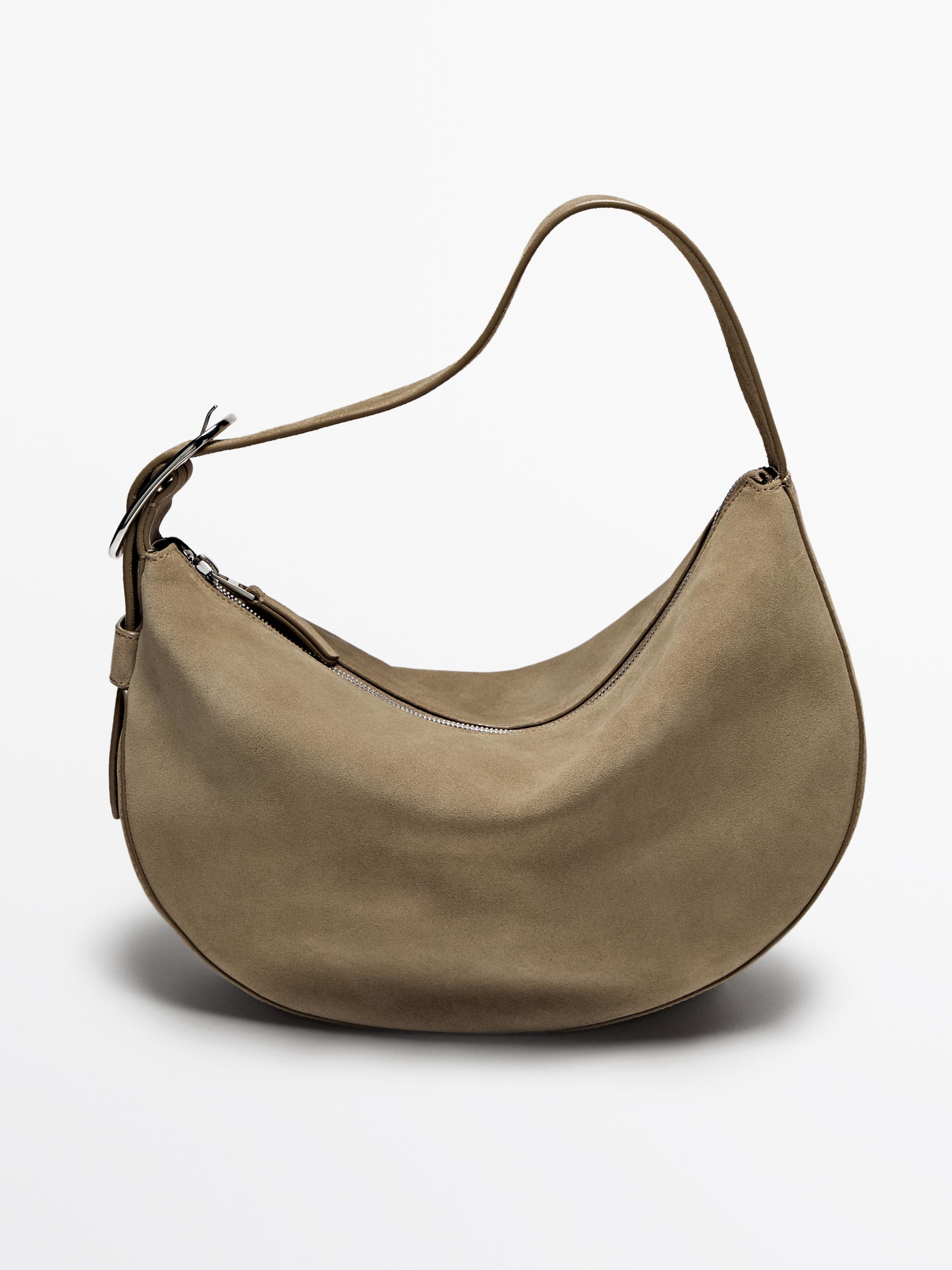 Split suede medium shoulder bag | Massimo Dutti US