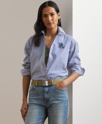 Lauren Ralph Lauren Womens Striped Long Sleeve Shirt P Xs Xxl | Macy's
