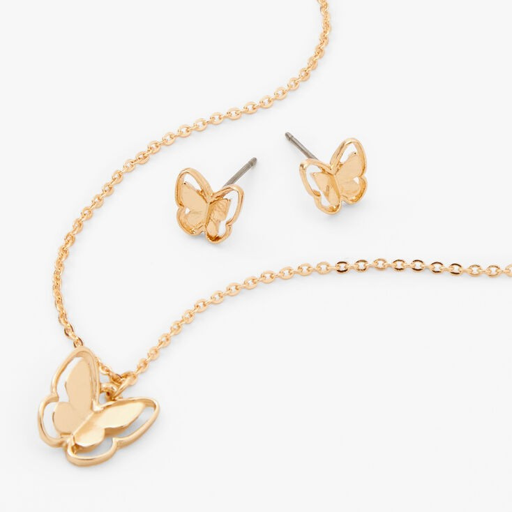 Gold 3D Butterfly Pendant Jewelry Set - 2 Pack | Claire's (US)