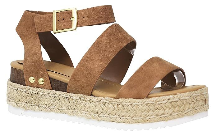 MVE Shoes Women's Ankle Strap Open Toe Summer Cork Flatform Sandal | Amazon (US)