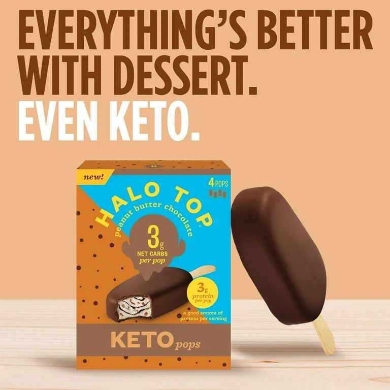 Halo Top Keto Peanut Butter Chocolate Frozen Dessert Pops, 4 Pack | Walmart (US)