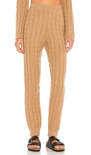 Cashmere Cable Knit Easy Pant in Camel | Revolve Clothing (Global)