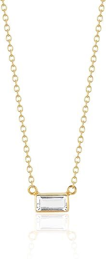 Elli Parr Bobbi Baguette Necklace | Crystal Quartz | Amazon (US)